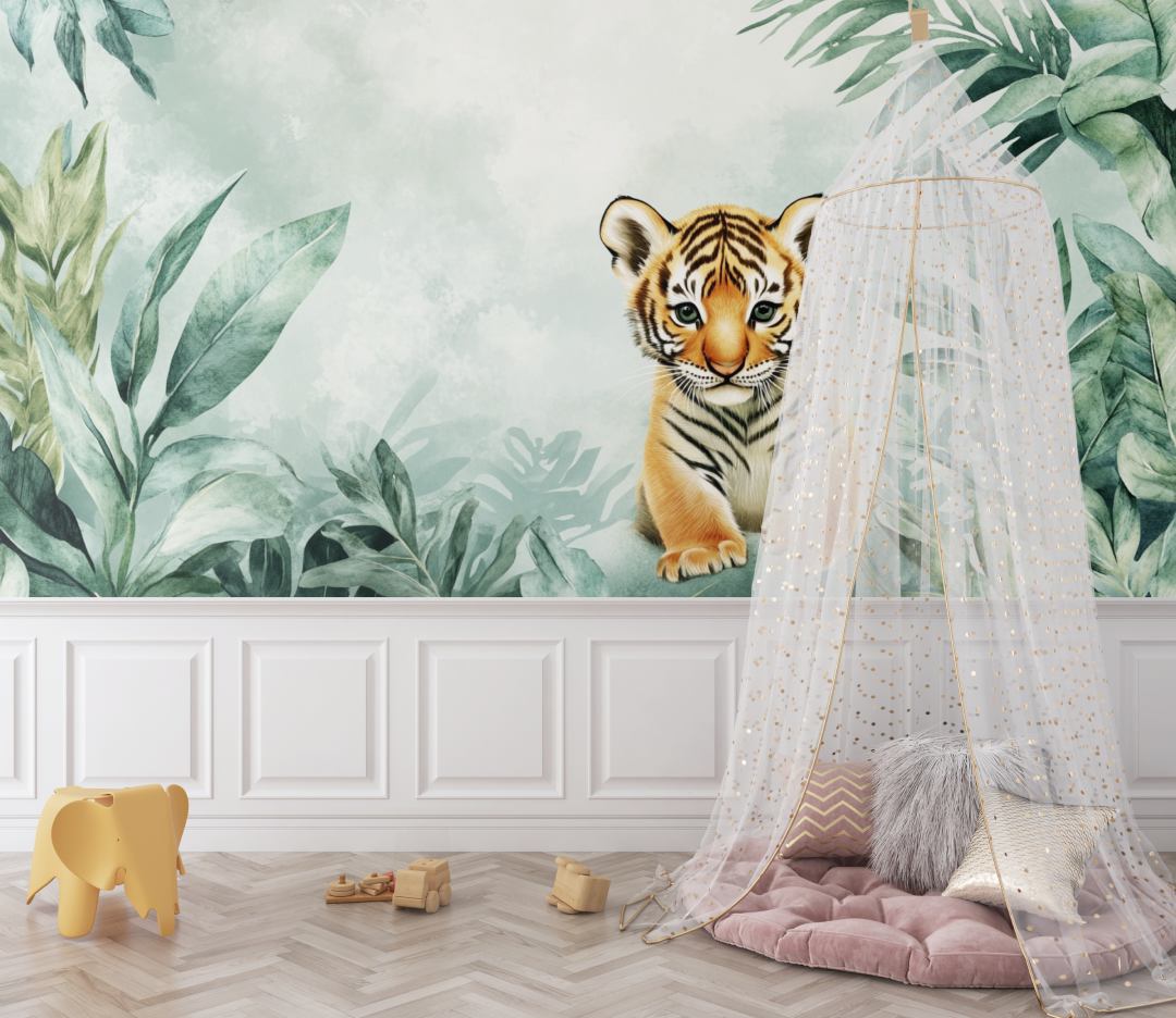 Papier peint tigre jungle douce bebe