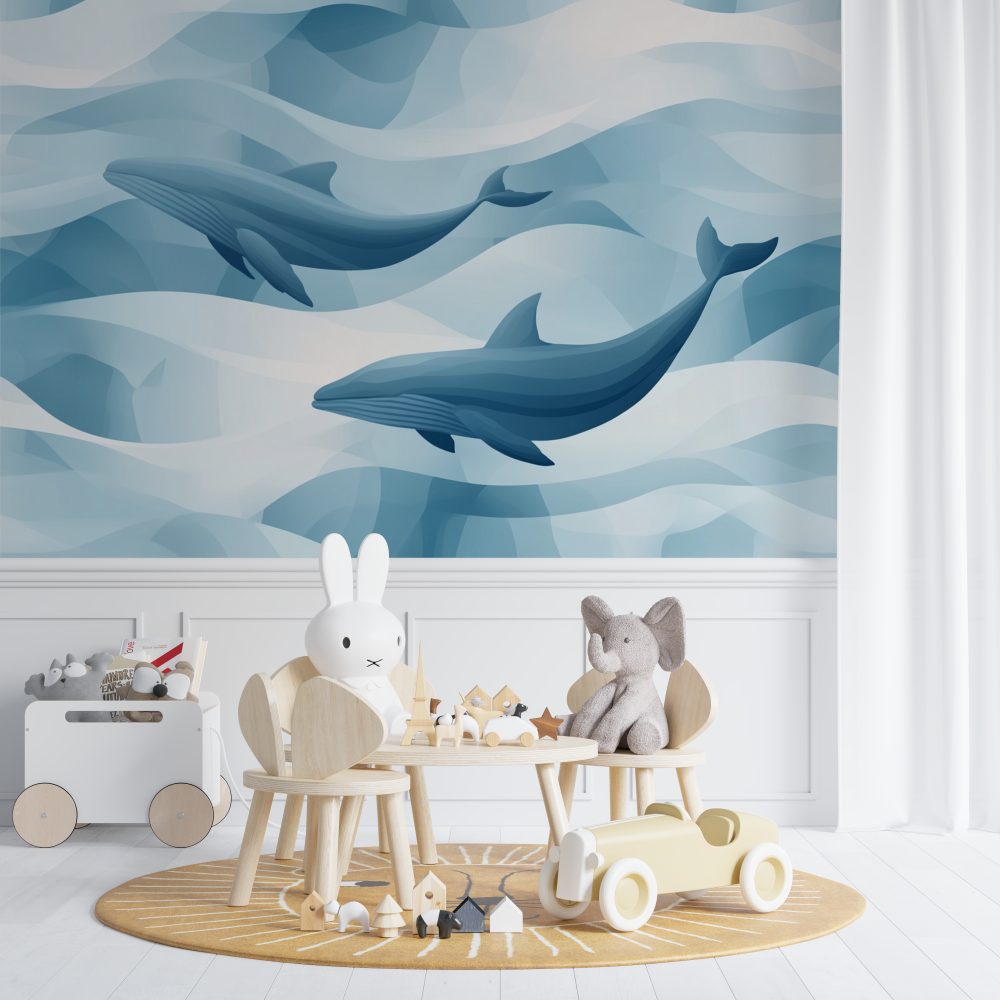 Papier peint marin design geometrique chambre de bebe
