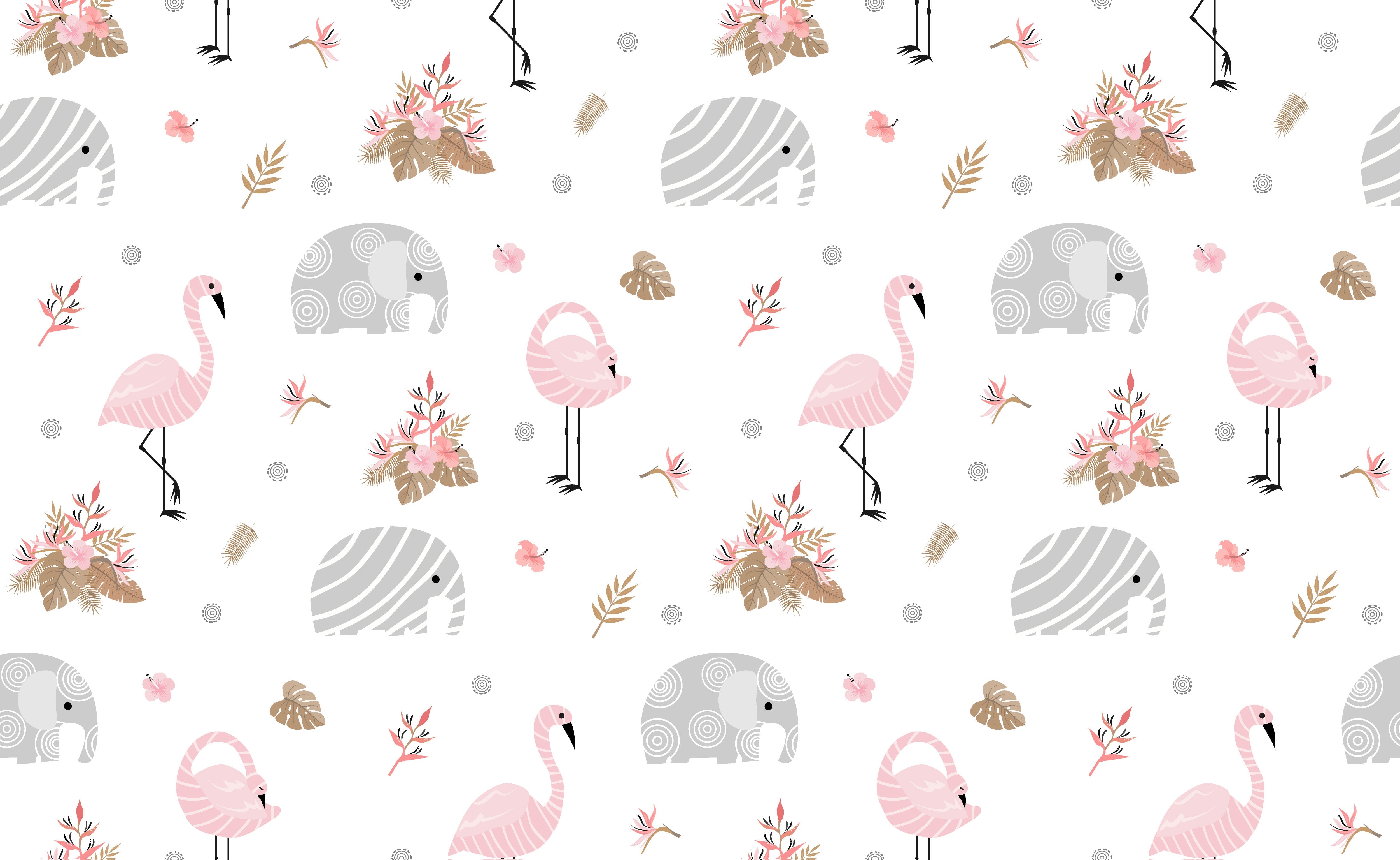 Papier peint bébé Flamant rose blanc