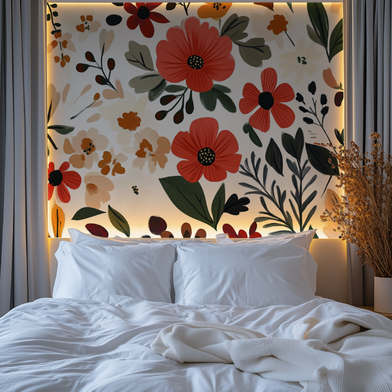 Papier peint vintage rouge cottager chambre premium