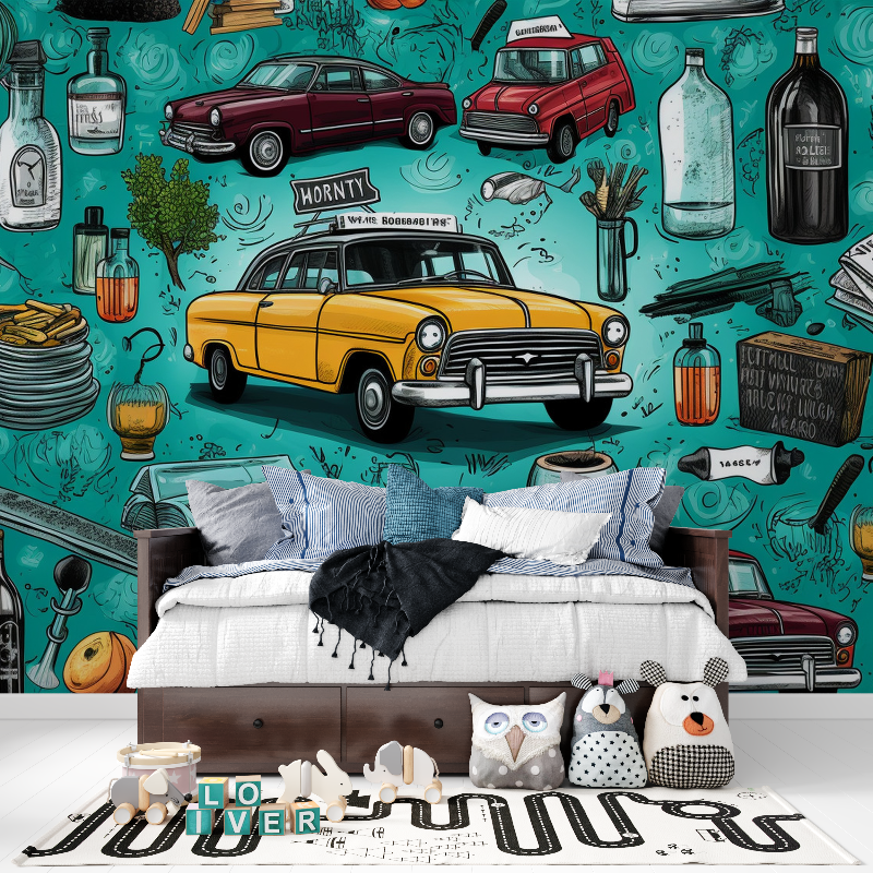 Papier peint decoration voiture tapisserie pour ado