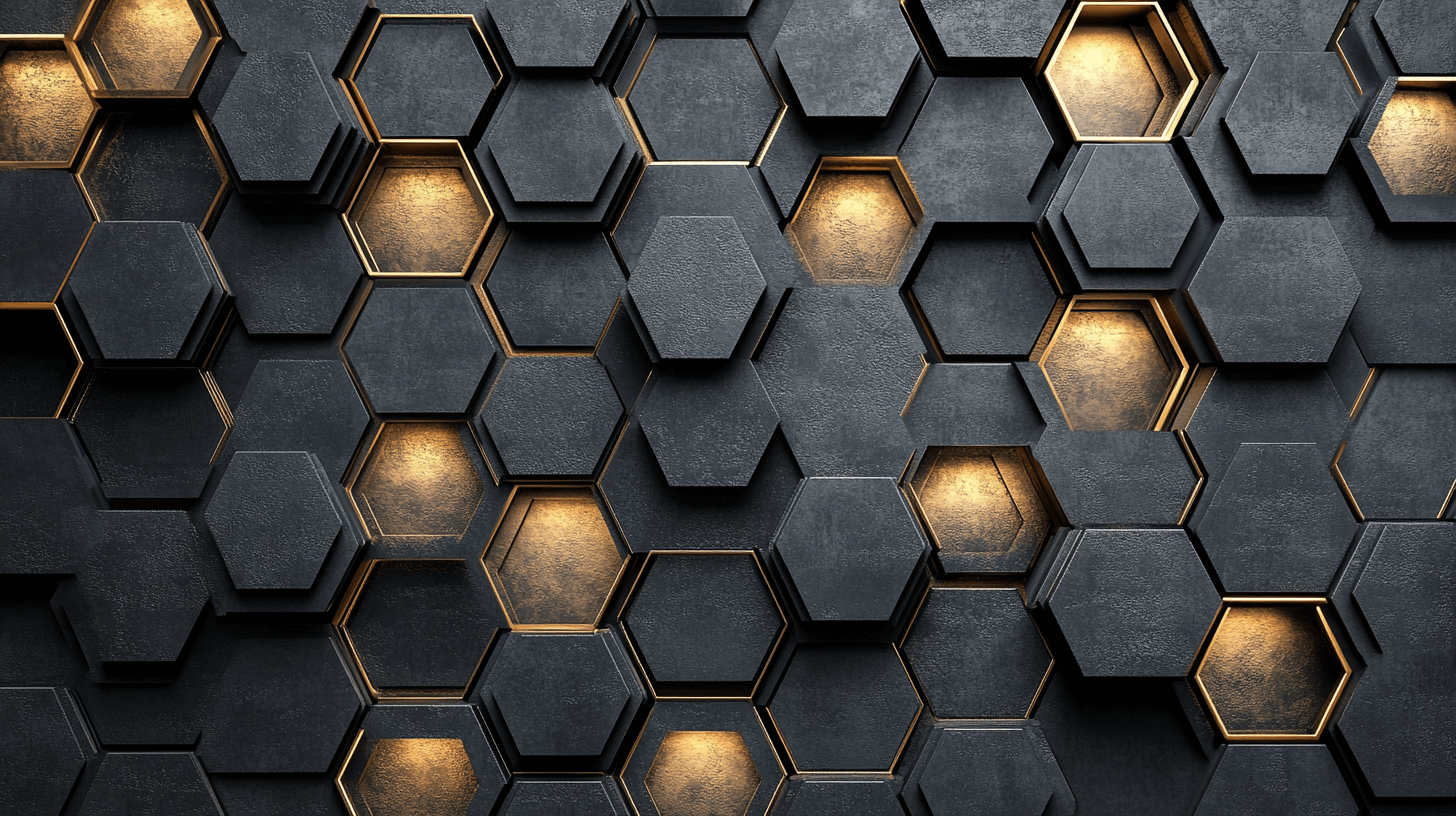 Papier Peint Gamer Hexagones Noir Et Or