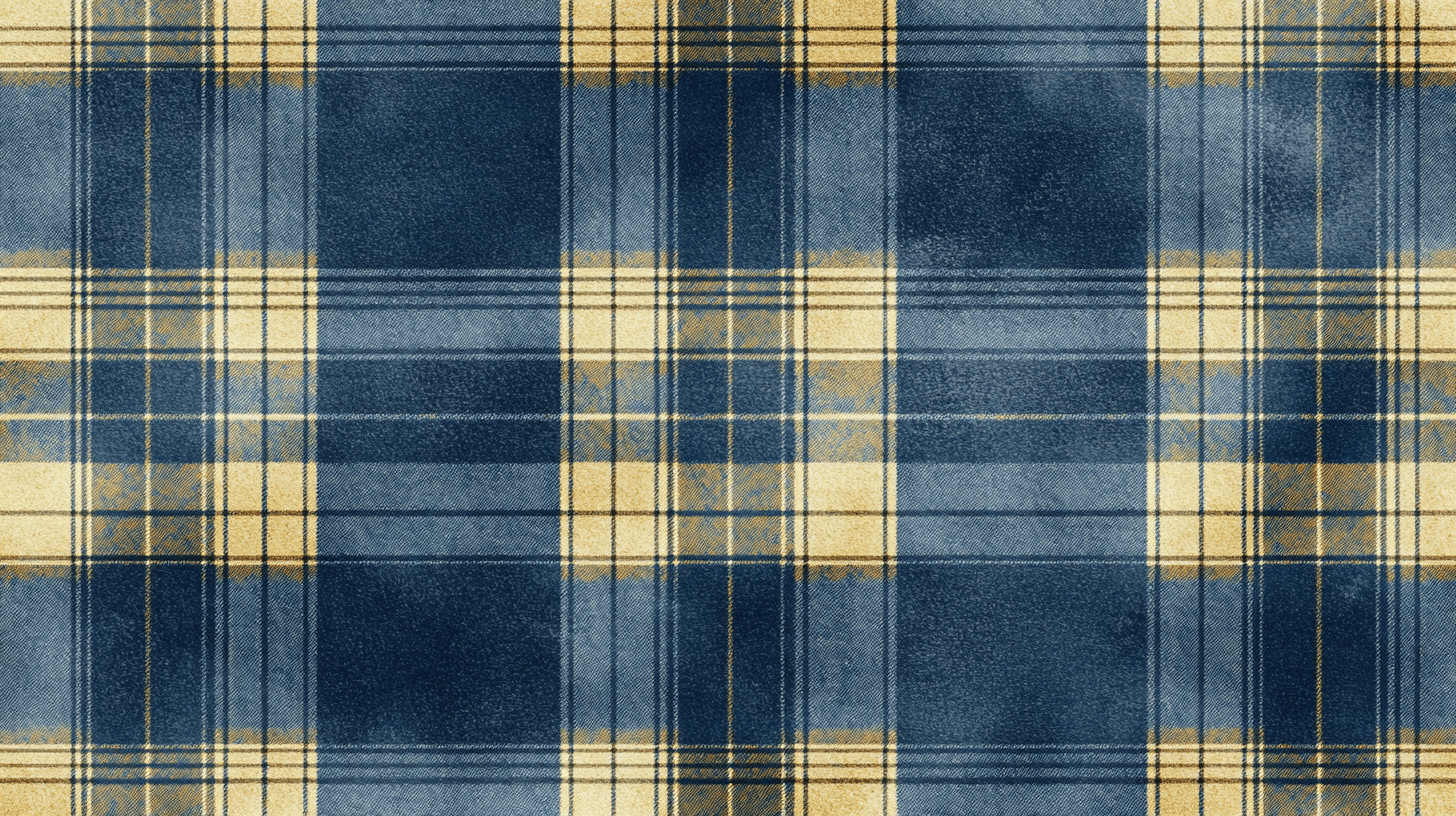Papier Peint Vintage Tartan Bleu Jaune