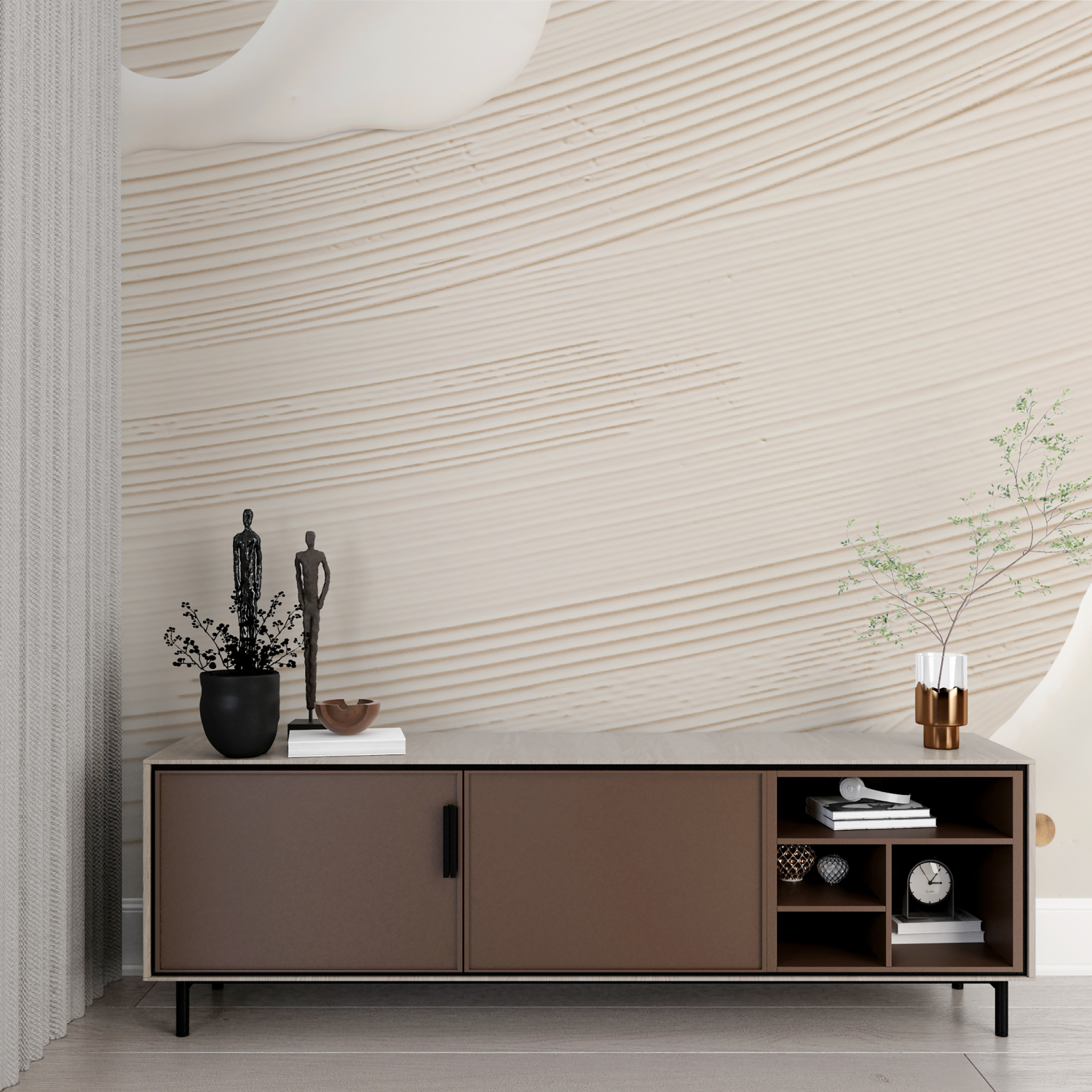 Papier peint salon effet cocooning imprime