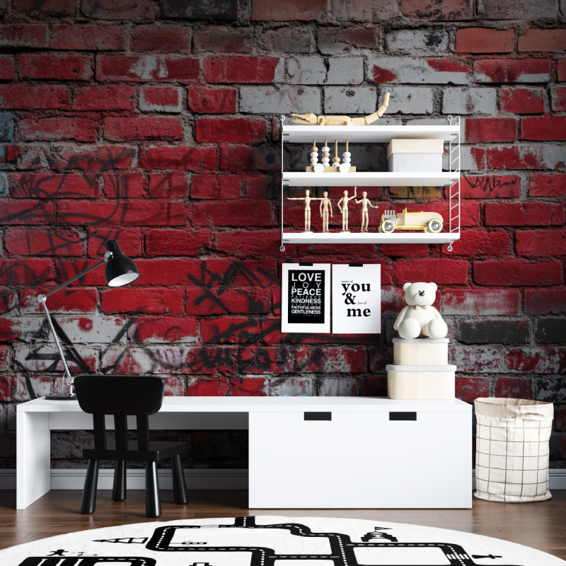 Papier peint effet brique tendance tapisserie chambre ados