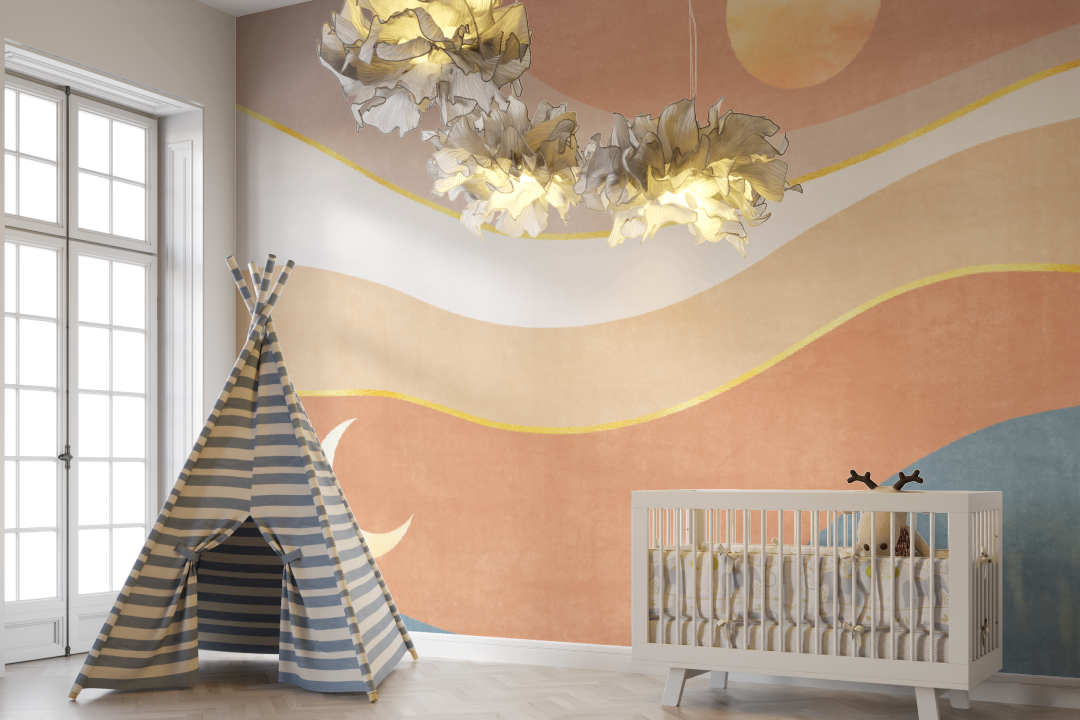 Papier peint Lune pastel bébé - bebe unisexe