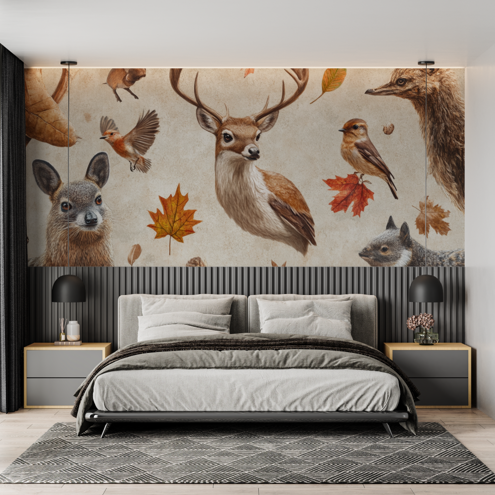 Papier peint trompe loeil animaux chambre adulte tendance