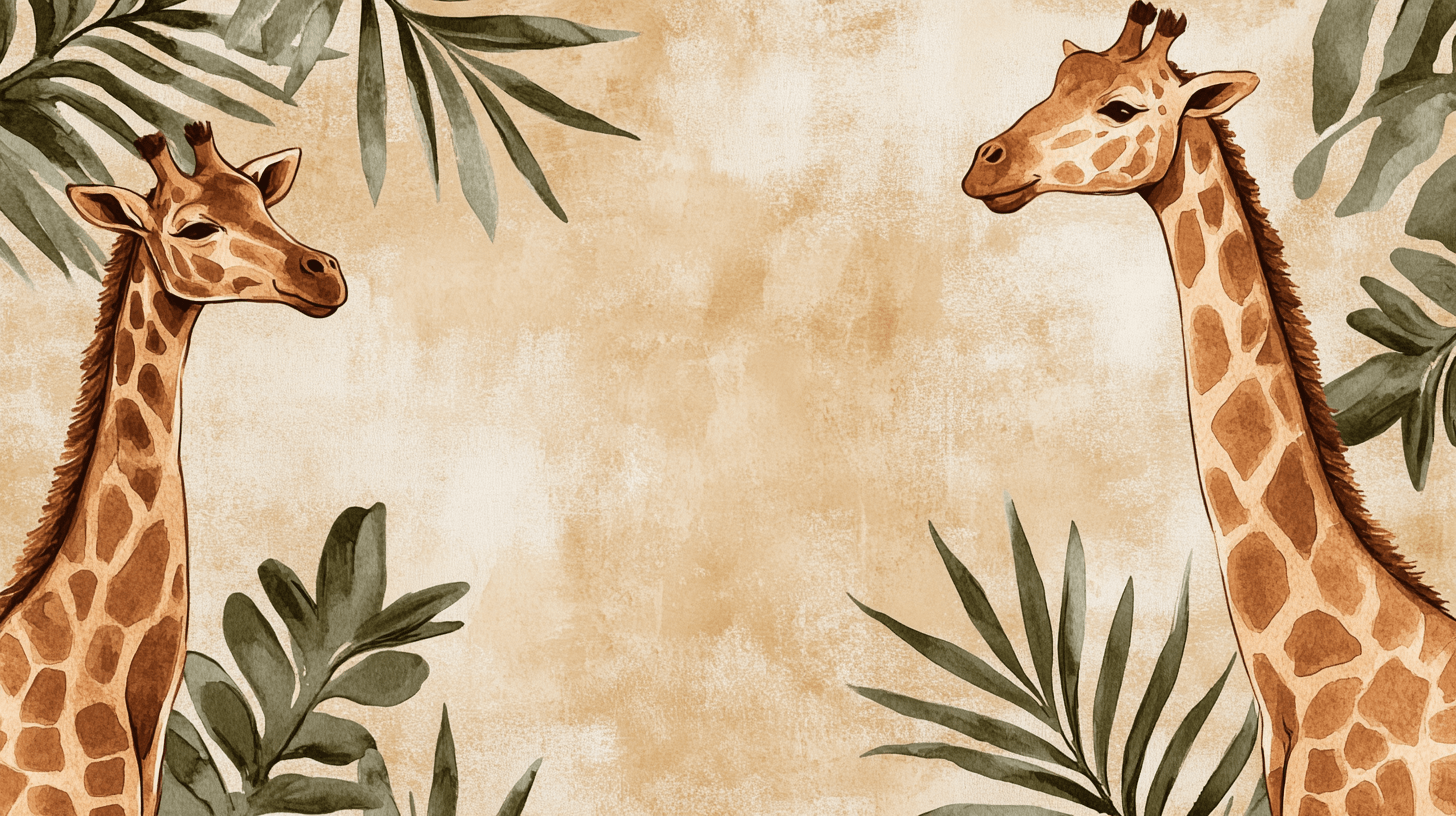 Papier Peint Girafe Et Jungle Sépia