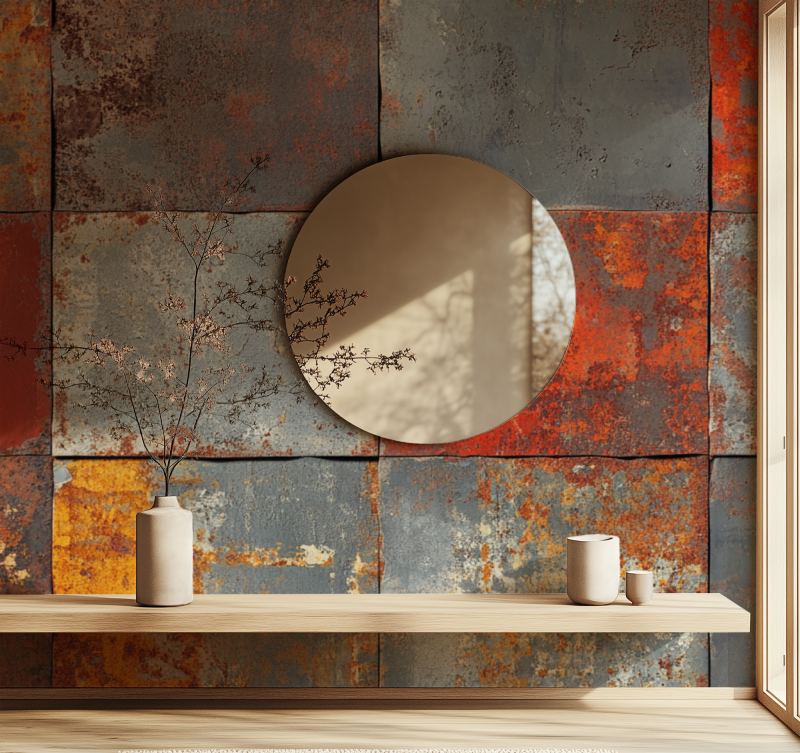 Papier peint vintage industriel miroir