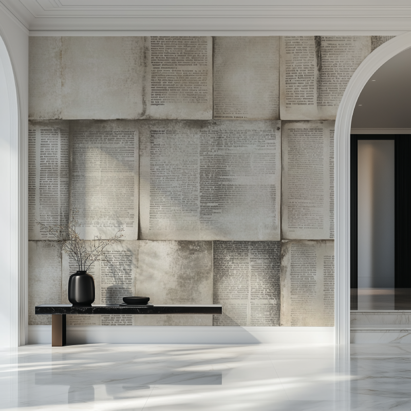 Papier peint vintage vieux journaux salon beau