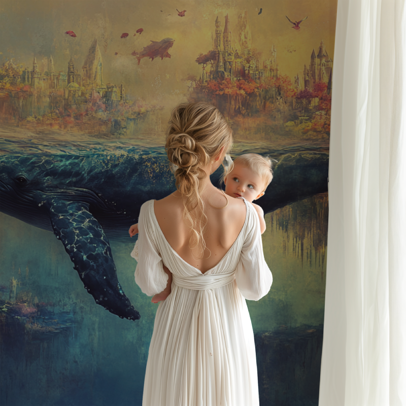 Papier peint baleine monde sous marin bb123