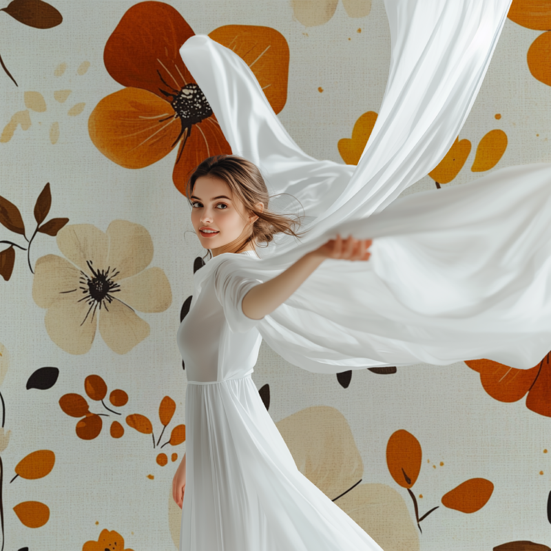 Papier peint vintage orange modele