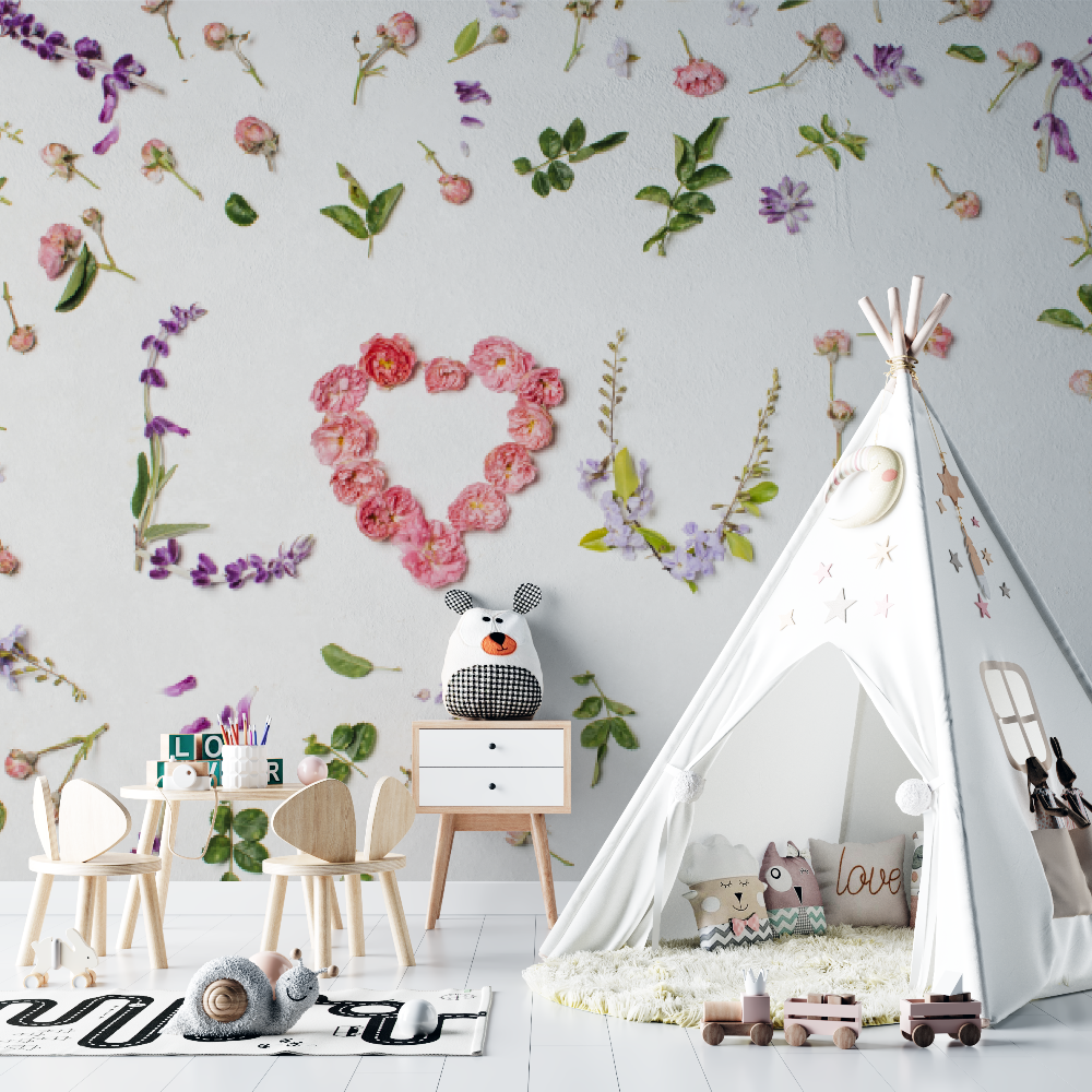 Papier peint Floral love pour bébé