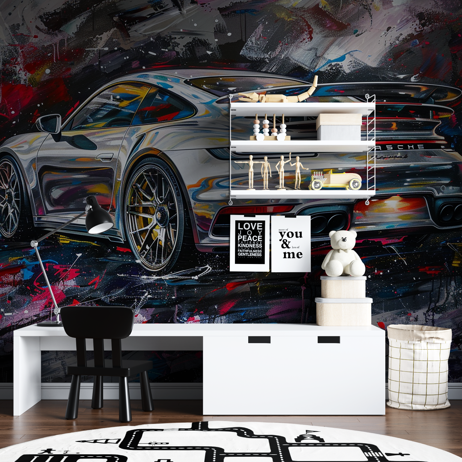 Papier peint voiture porsche tapisserie garcon