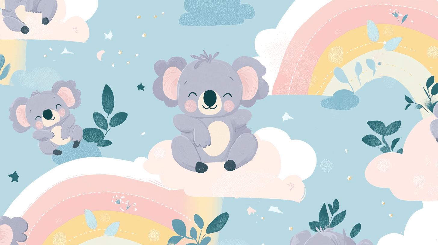 Papier Peint Koala Assis Sur Un Arc Pastel