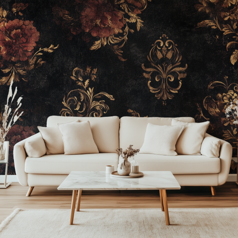 Papier peint vintage gothique canape simple