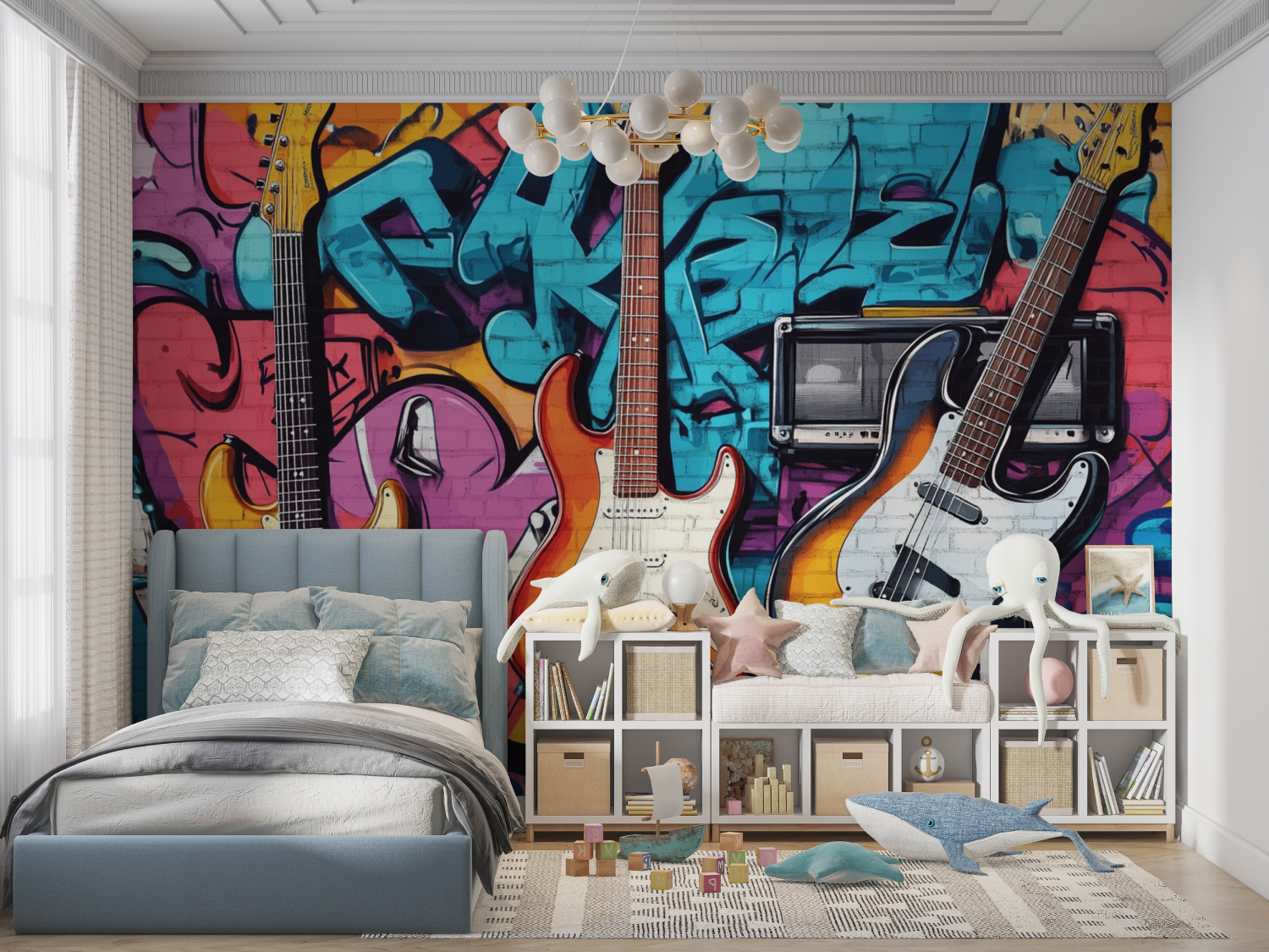 Papier peint theme musique panoramique garcon