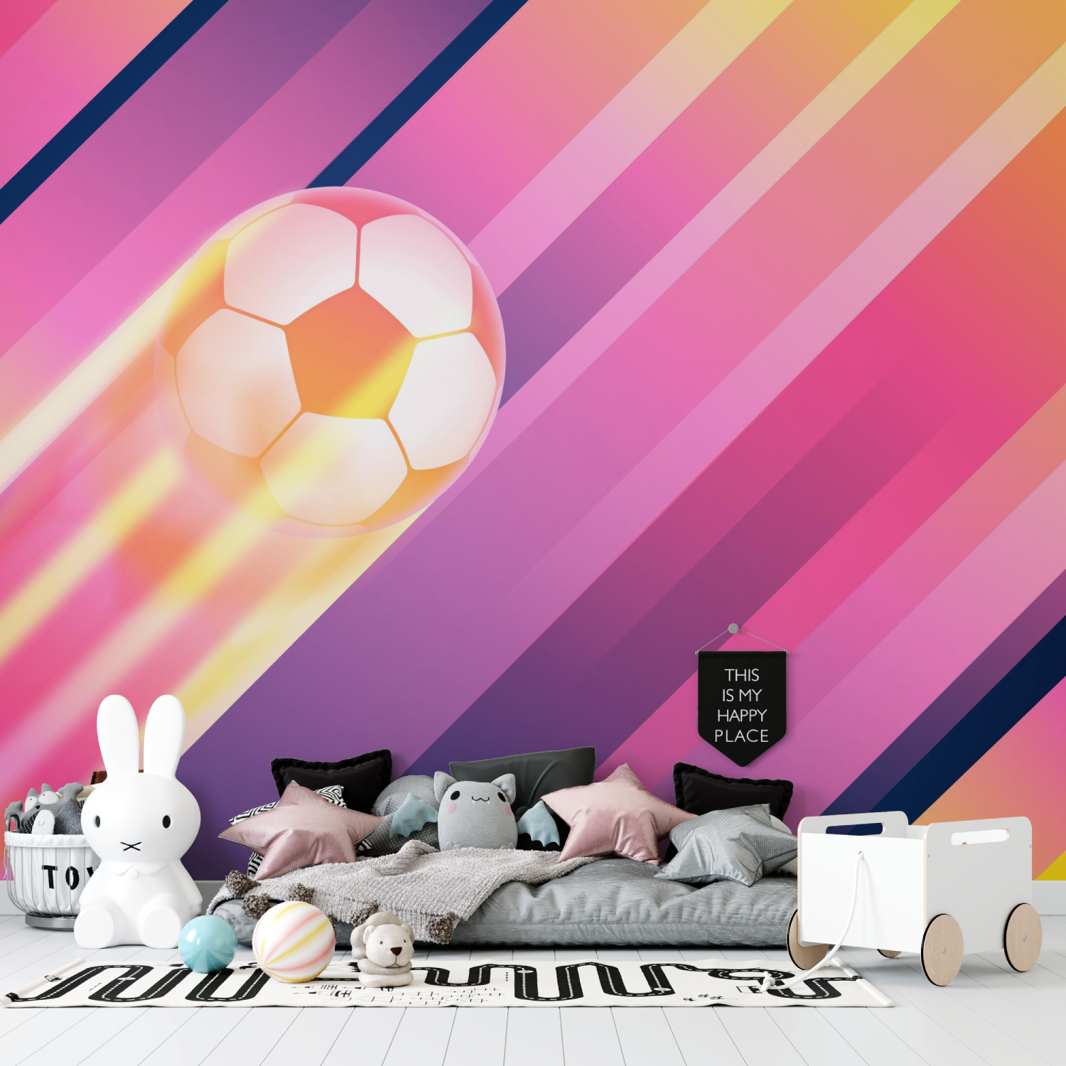 Papier peint fille foot tapisserie garcon