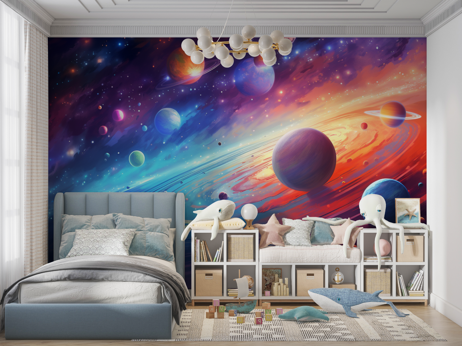 Papier peint enfant espace panoramique garcon