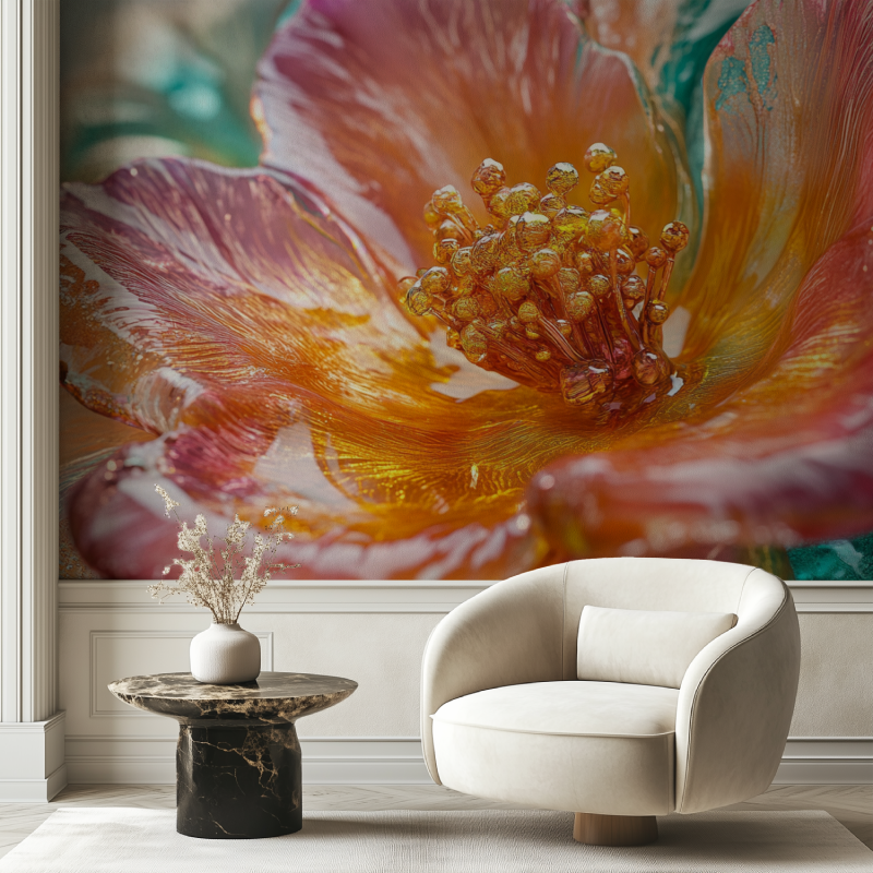 Papier peint fleur exotiques chaise tendance