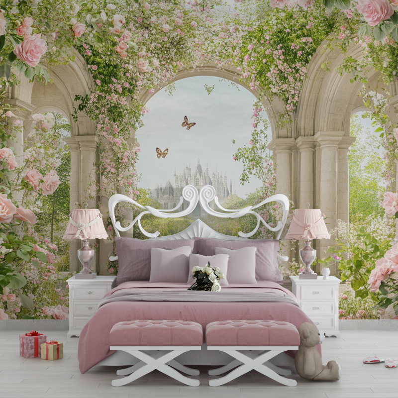 Papier peint princesse jardin royal chambre filles