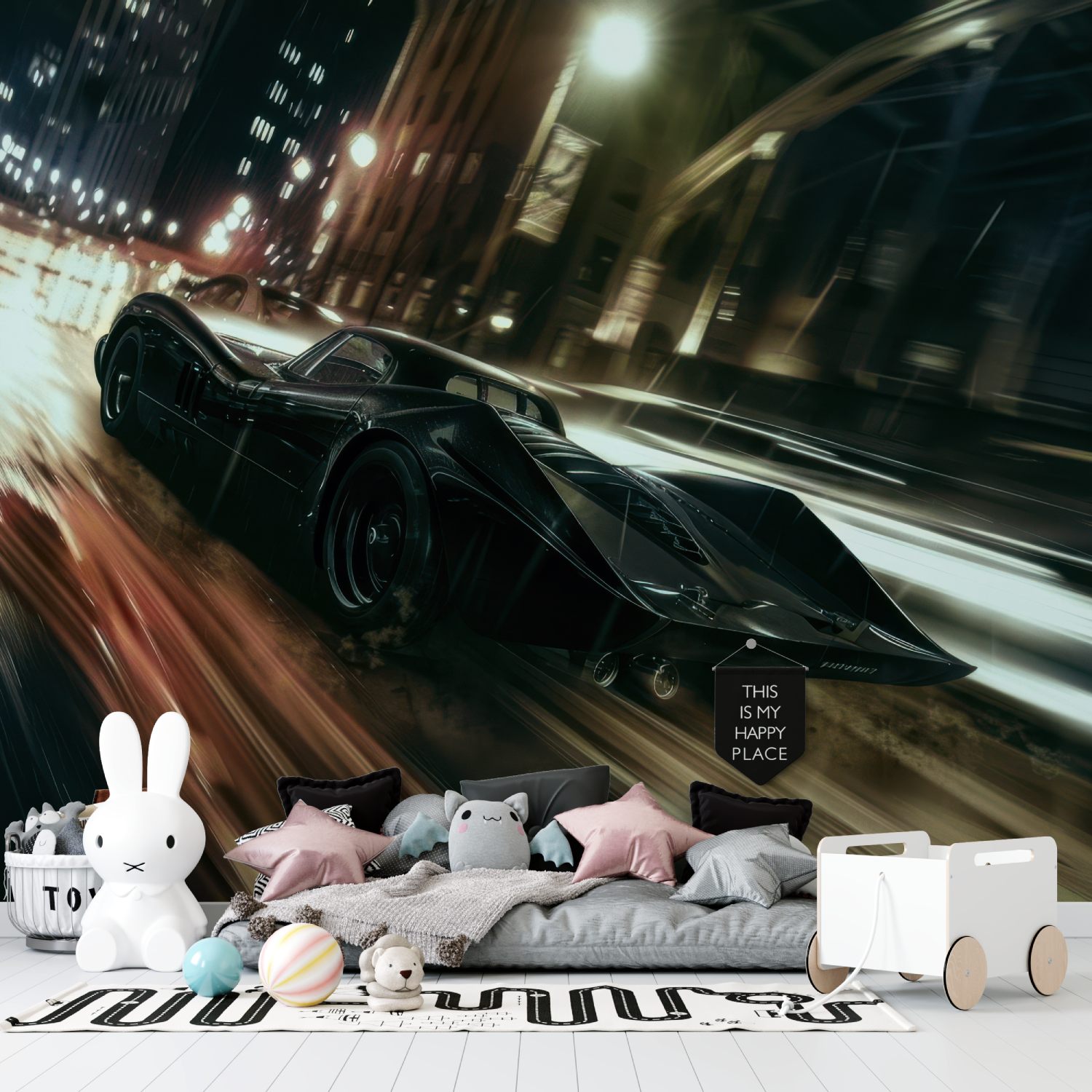 Papier peint voiture 3d chambre adulte tapisserie garcon