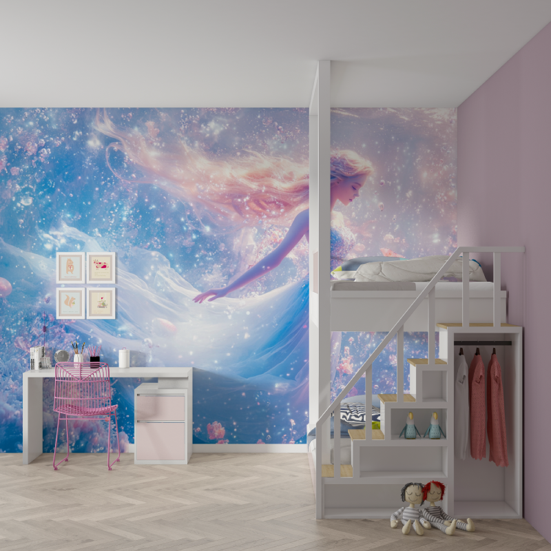 Papier peint sirene merveilleuse mur chambre fille
