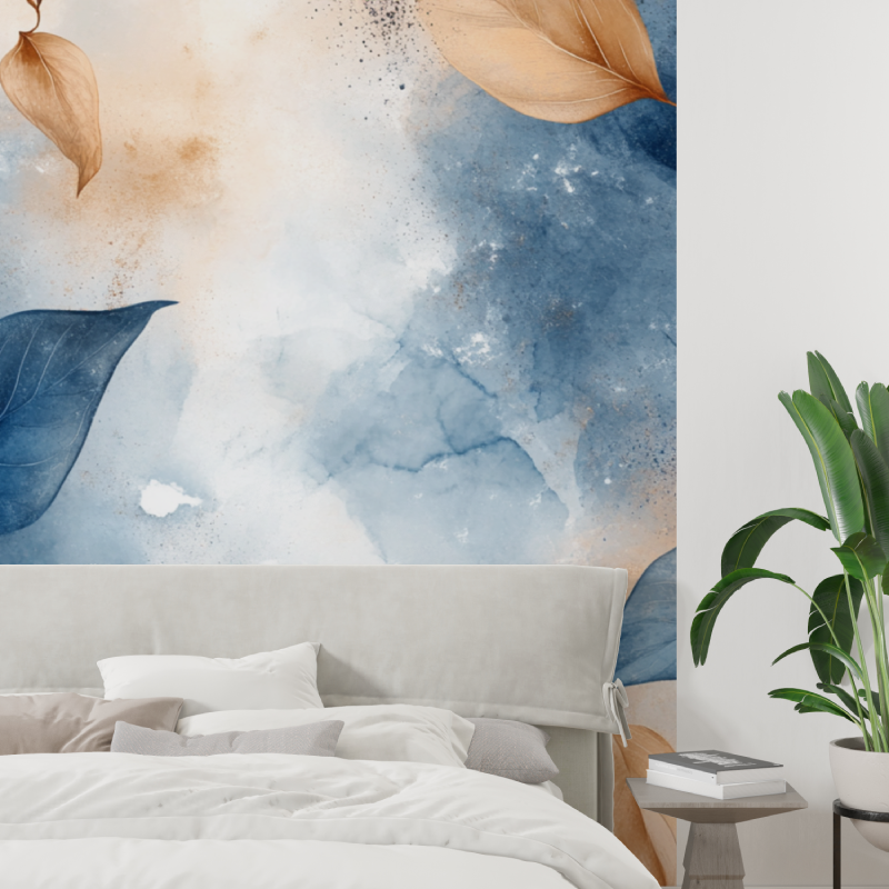 Papier peint aquarelle illustra...uilles tapisserie tendance