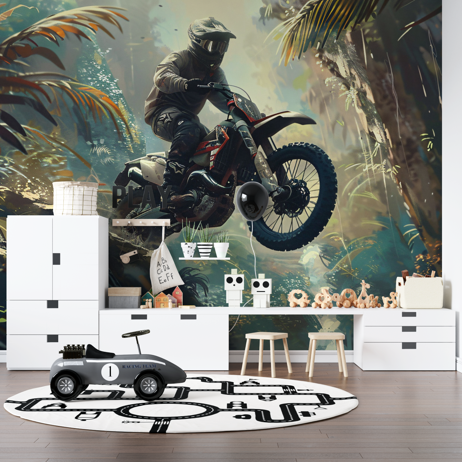 Papier peint mural garcons motocross pano anime