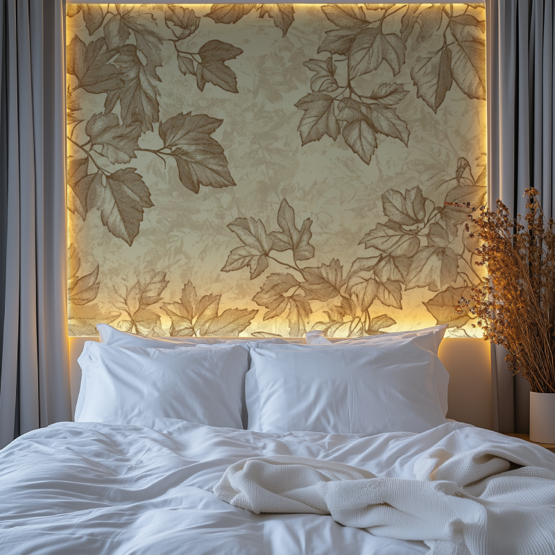 Papier peint vintage feuilles animaux chambre tendanc