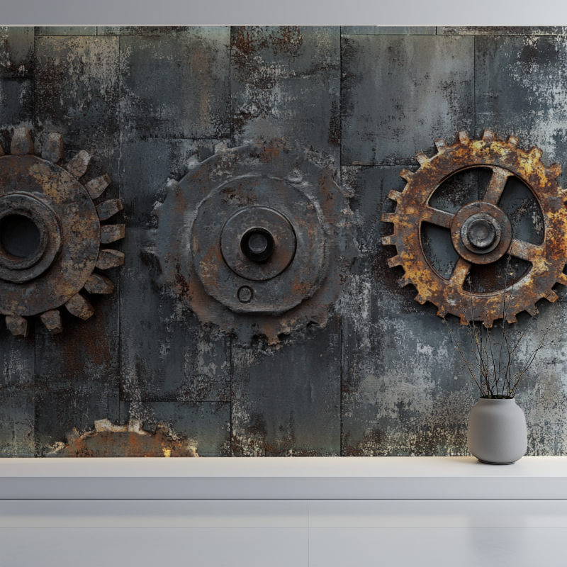 Papier peint vintage usine mur blanc