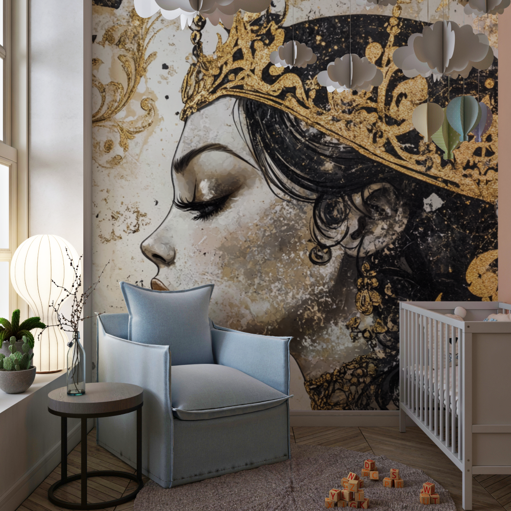 Papier peint princesse doree chambre de fille