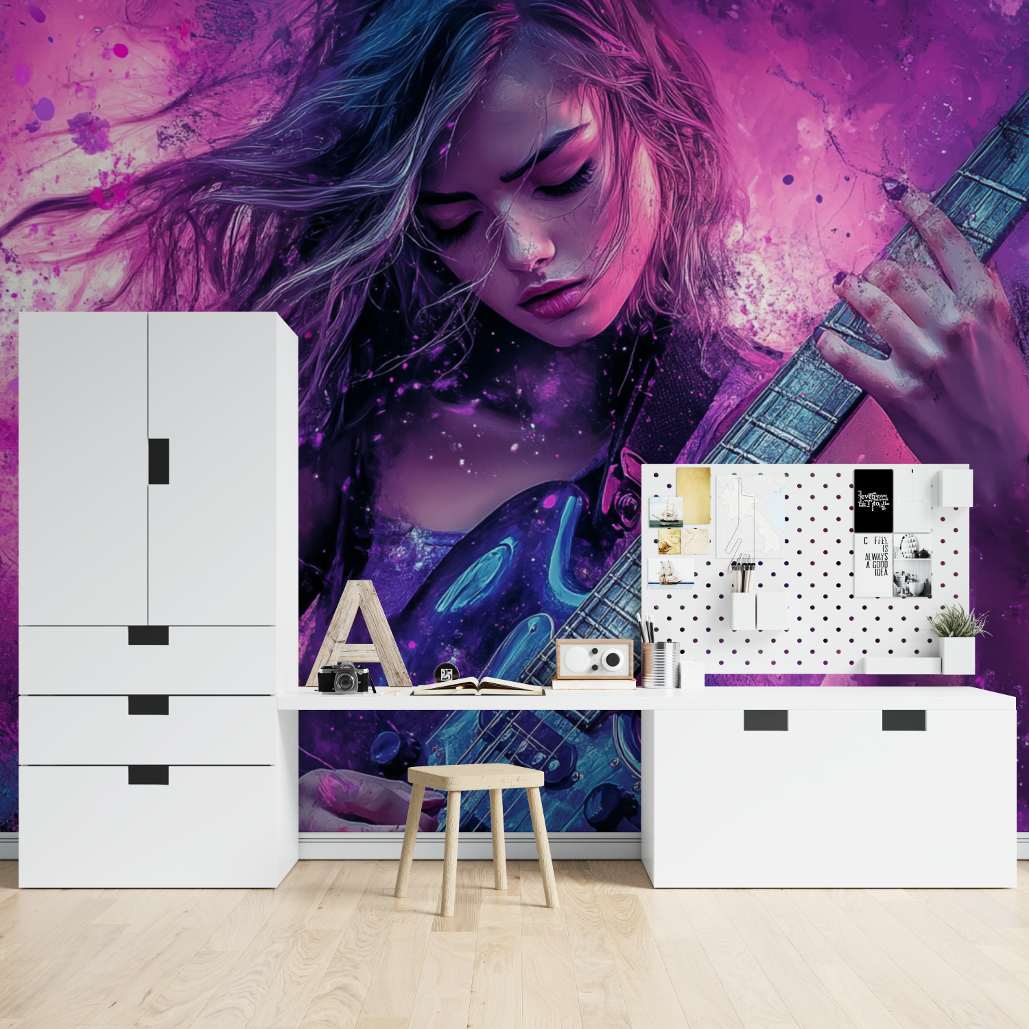 Papier peint graffiti fille rose tapisserie spiderman