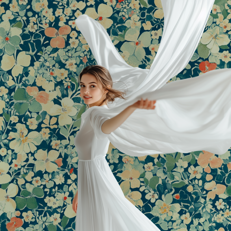 Papier peint vintage fleurs modele