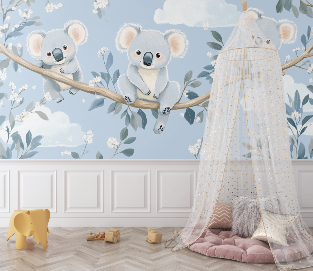 Papier peint koala et berceuse etoilee bebe