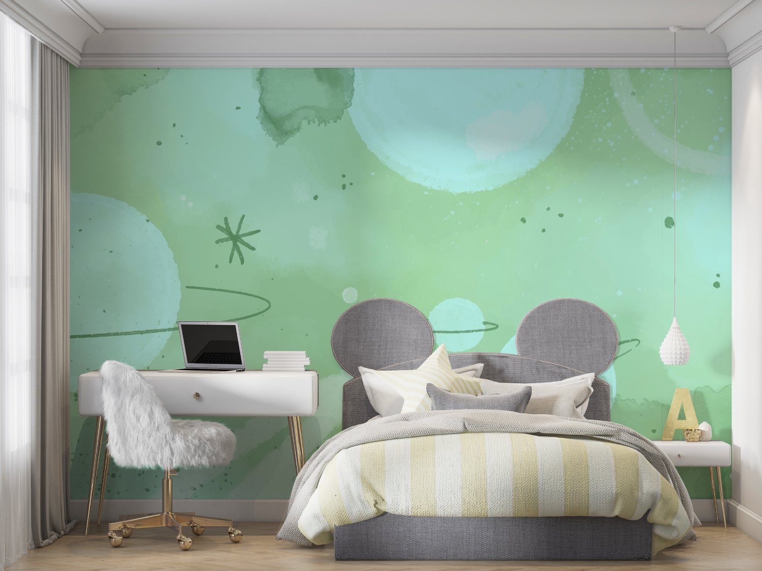 Papier peint espace planetes enfants mur chambre panoramique