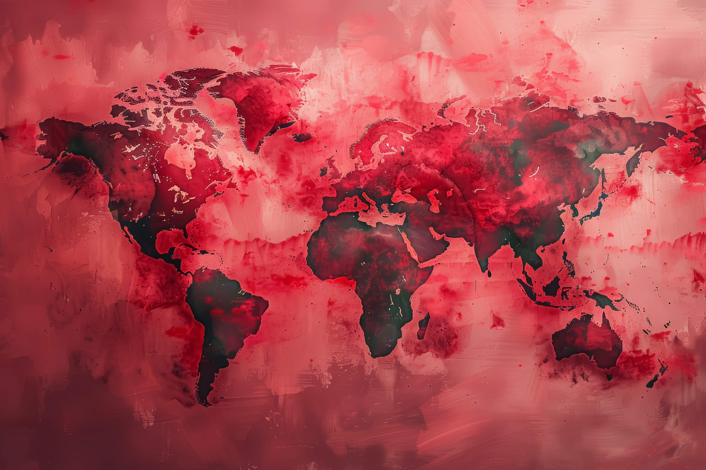 Papier Peint Carte Du Monde Rouge