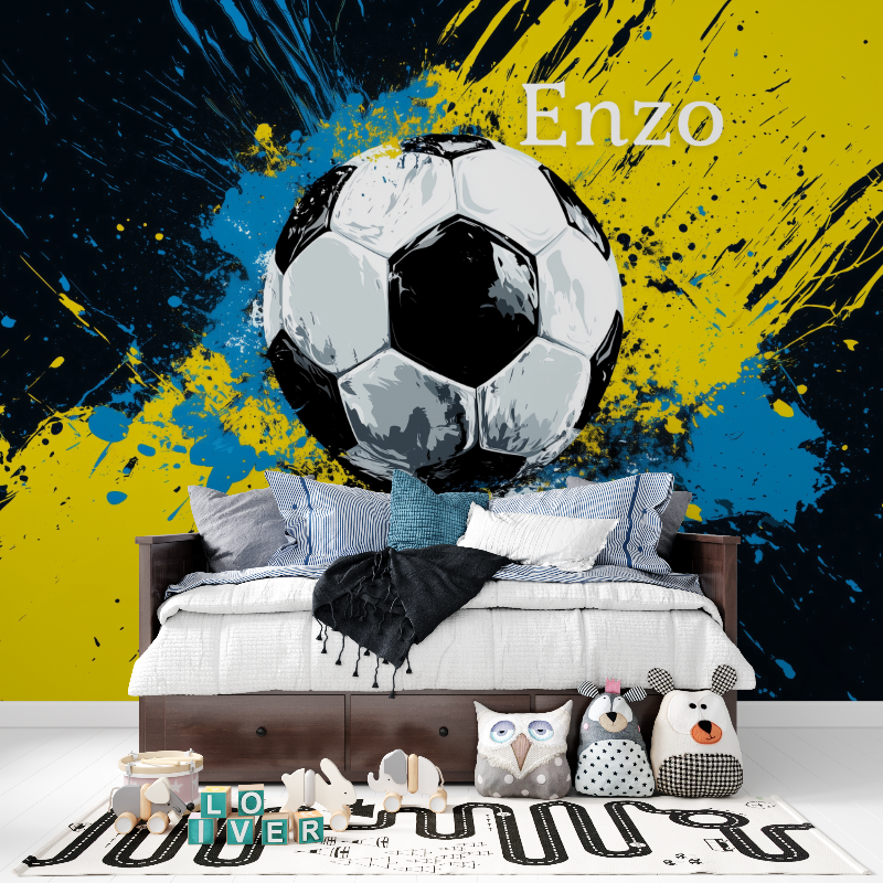 Papier peint prenom ballon de foot tapisserie pour ado