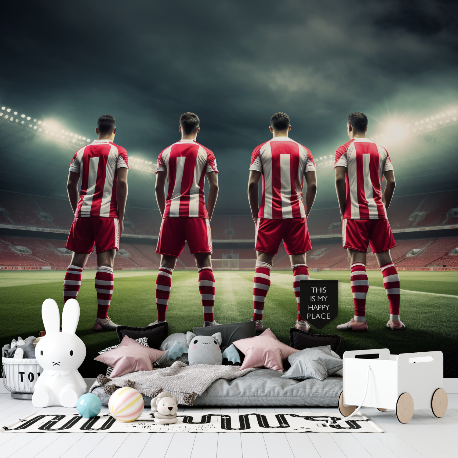 Papier peint chambre foot joueur tapisserie garcon