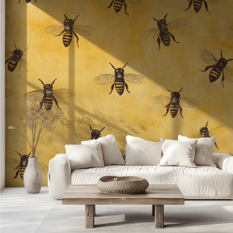 Papier peint vintage nid dabeilles canape tendance