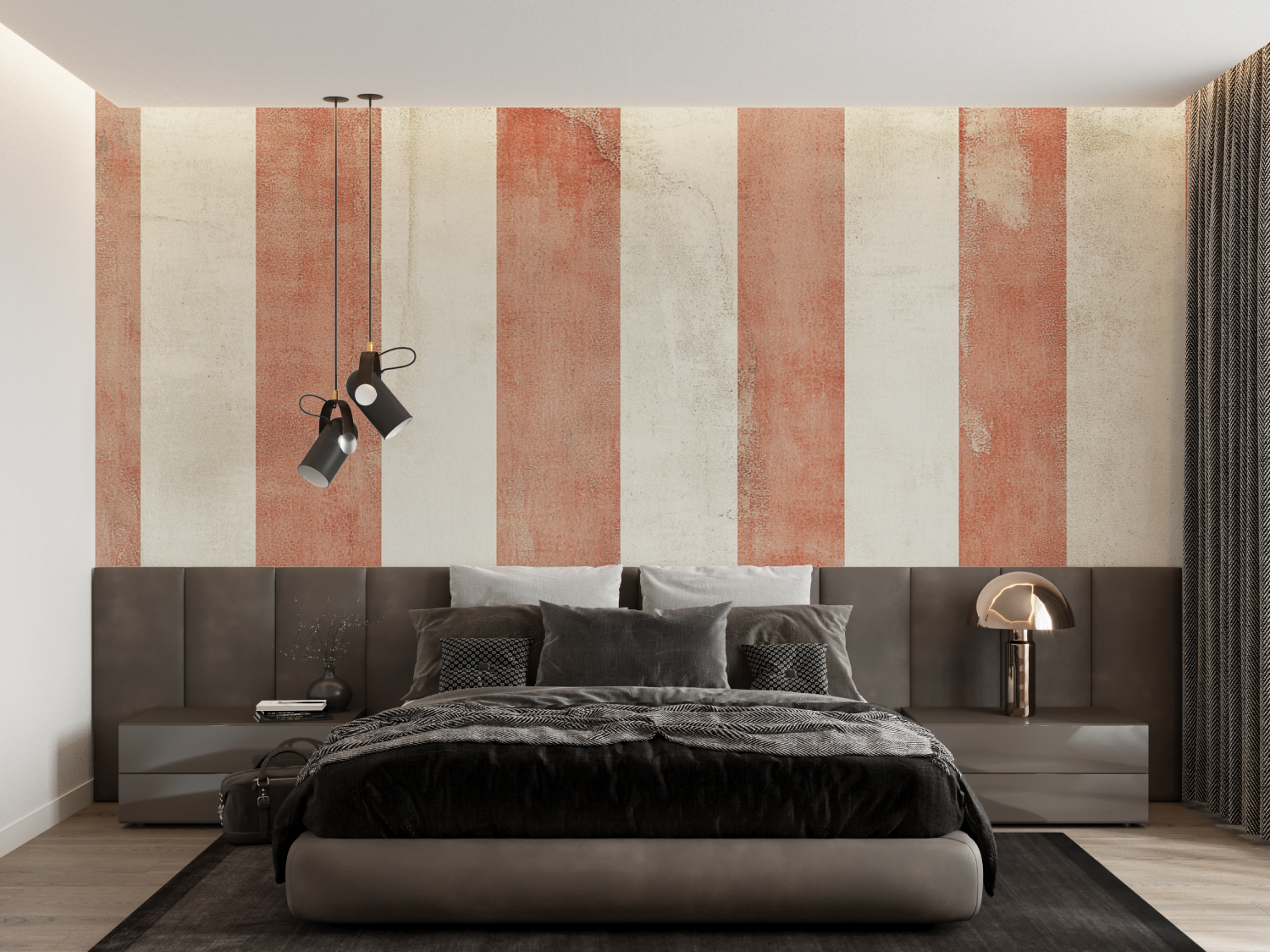 Papier peint terracotta rayures verticales francais