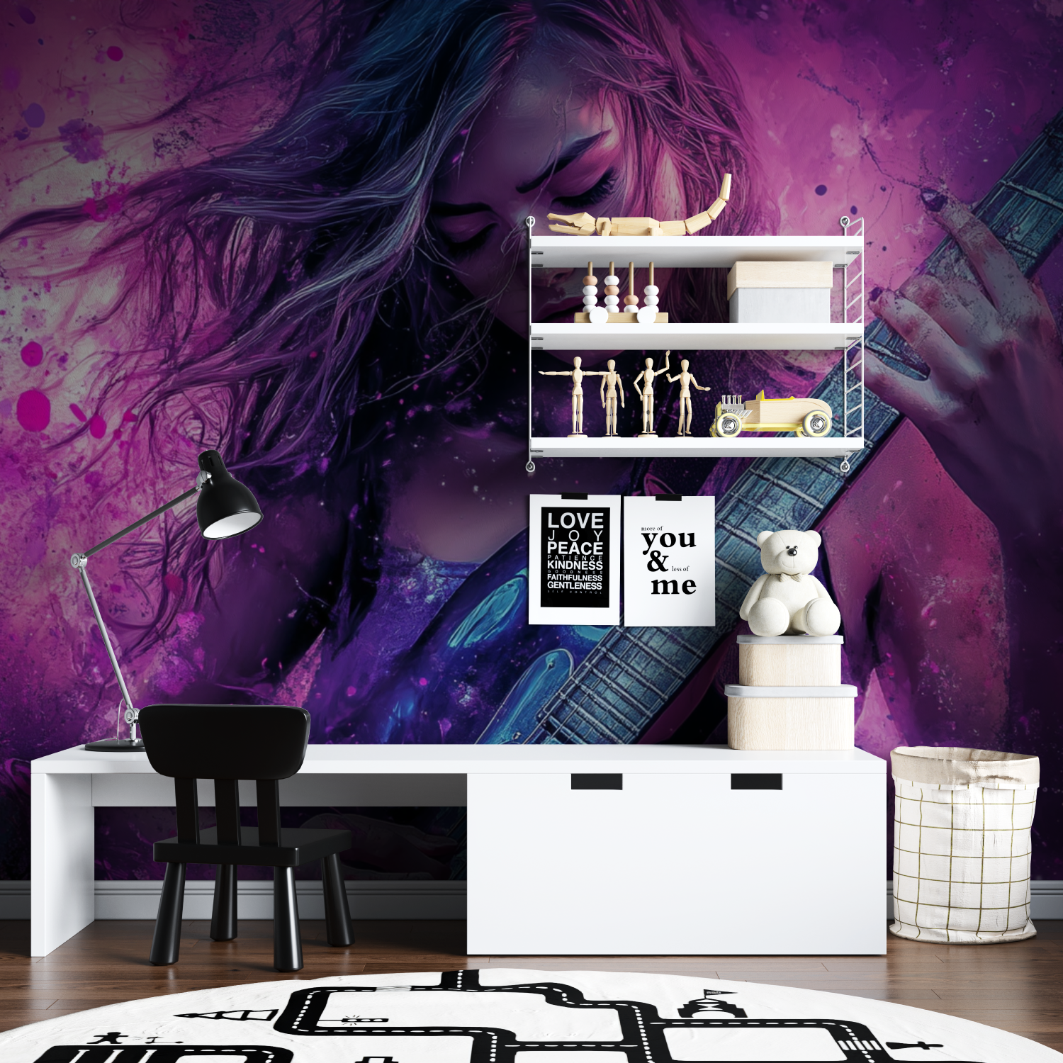 Papier peint graffiti fille rose tapisserie garcon