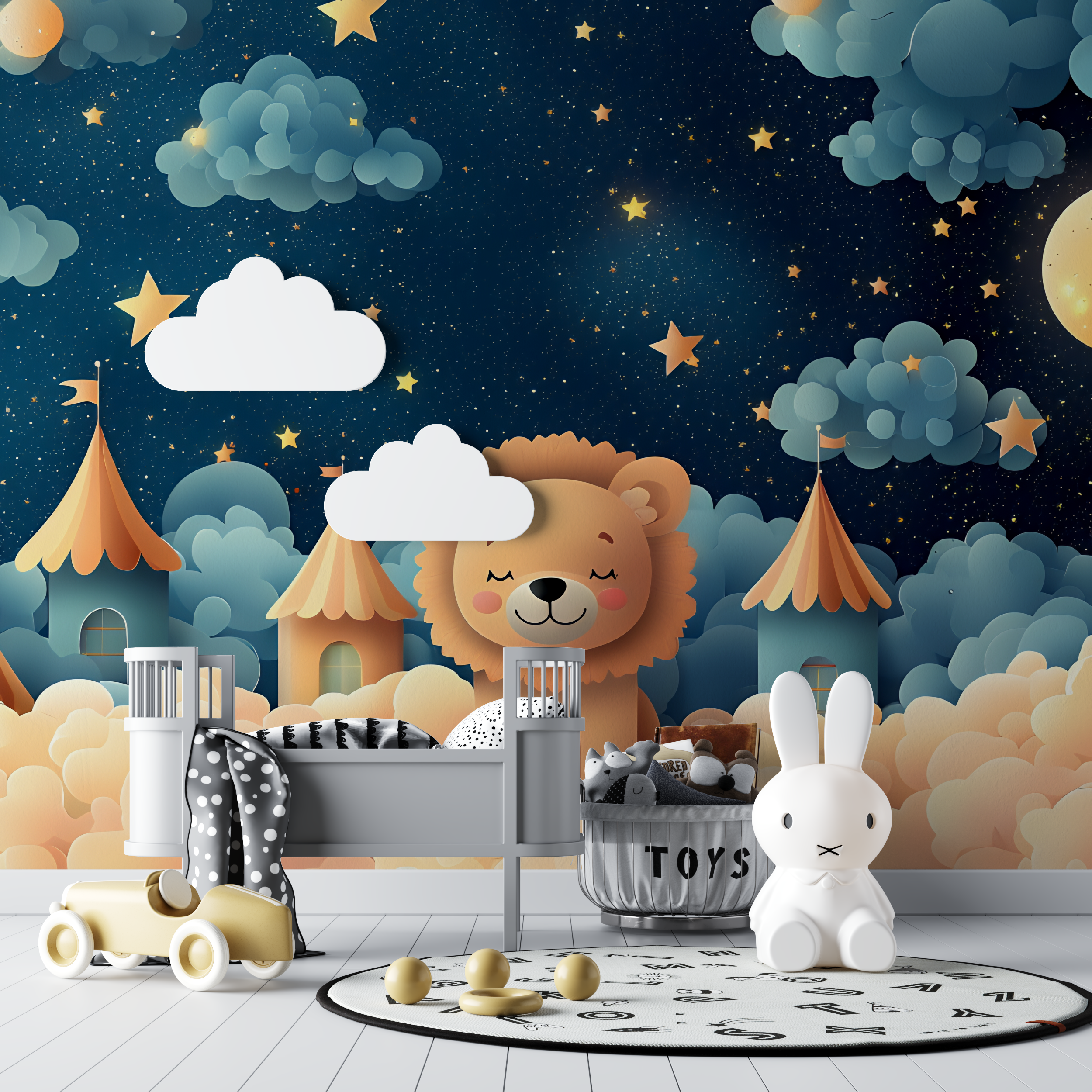 Papier peint lionceau endormi 3d bebe tipi