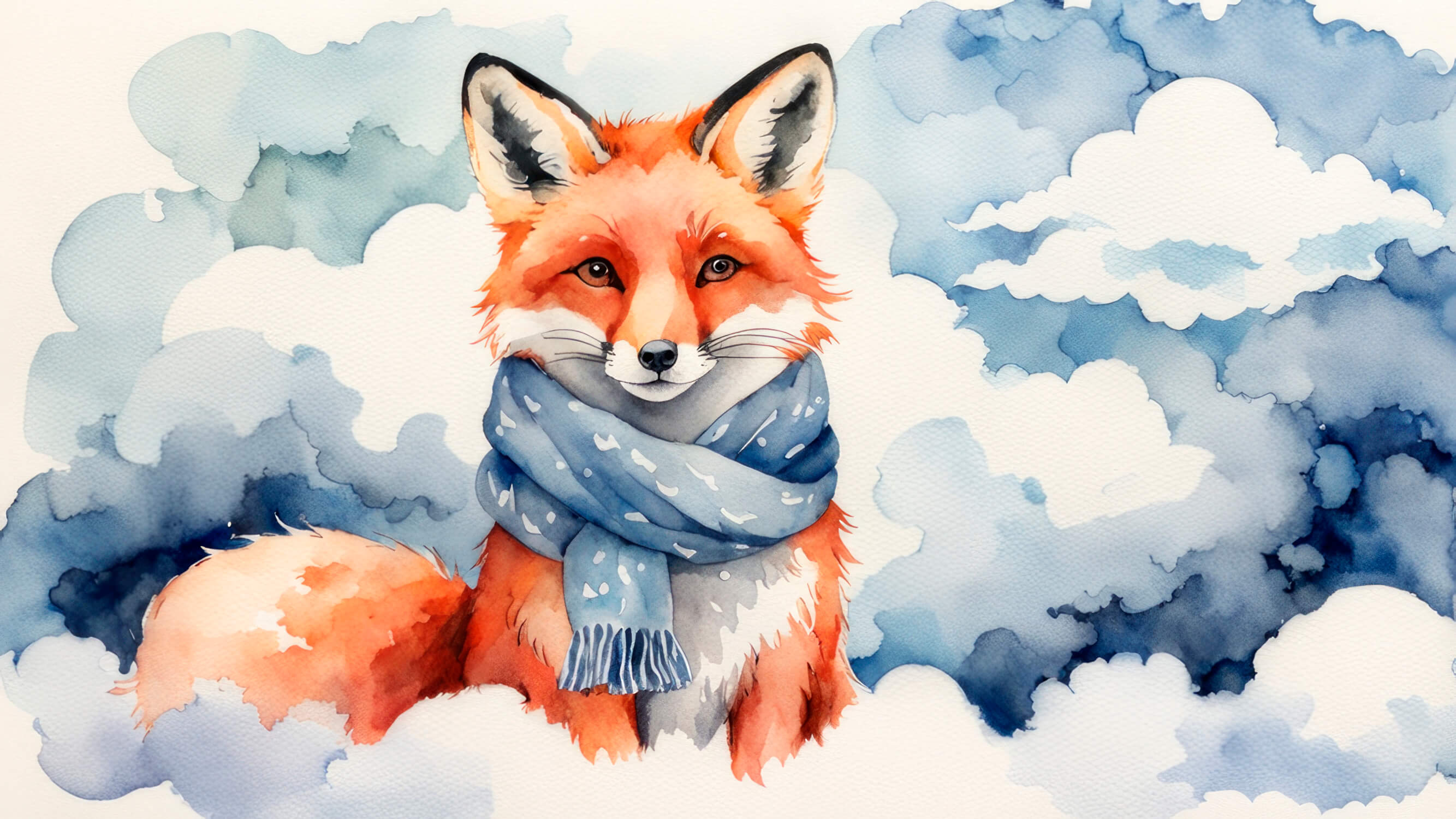 Papier Peint Renard Pastel Bleu