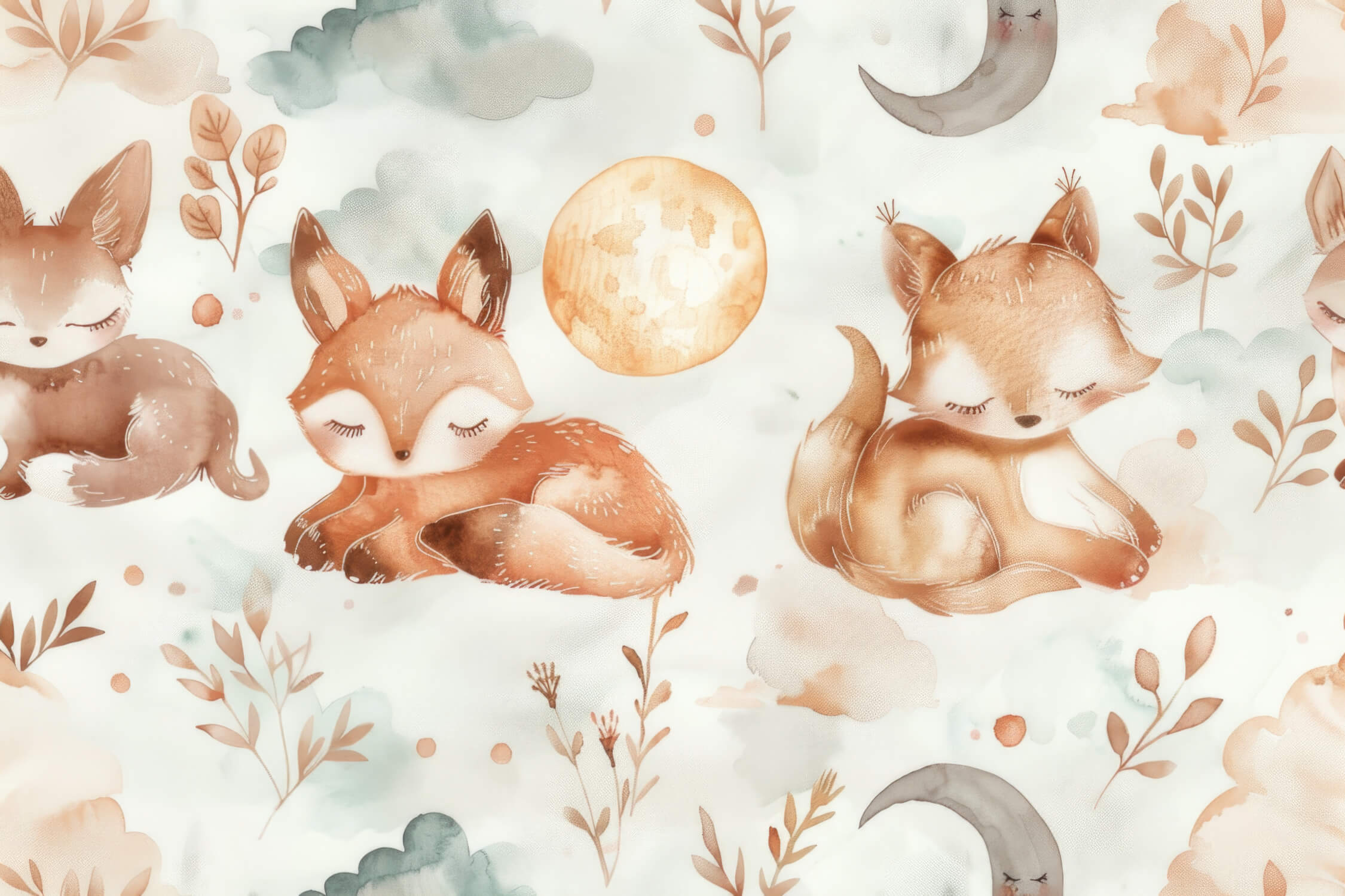 Papier Peint Bébé Renards Cocooning