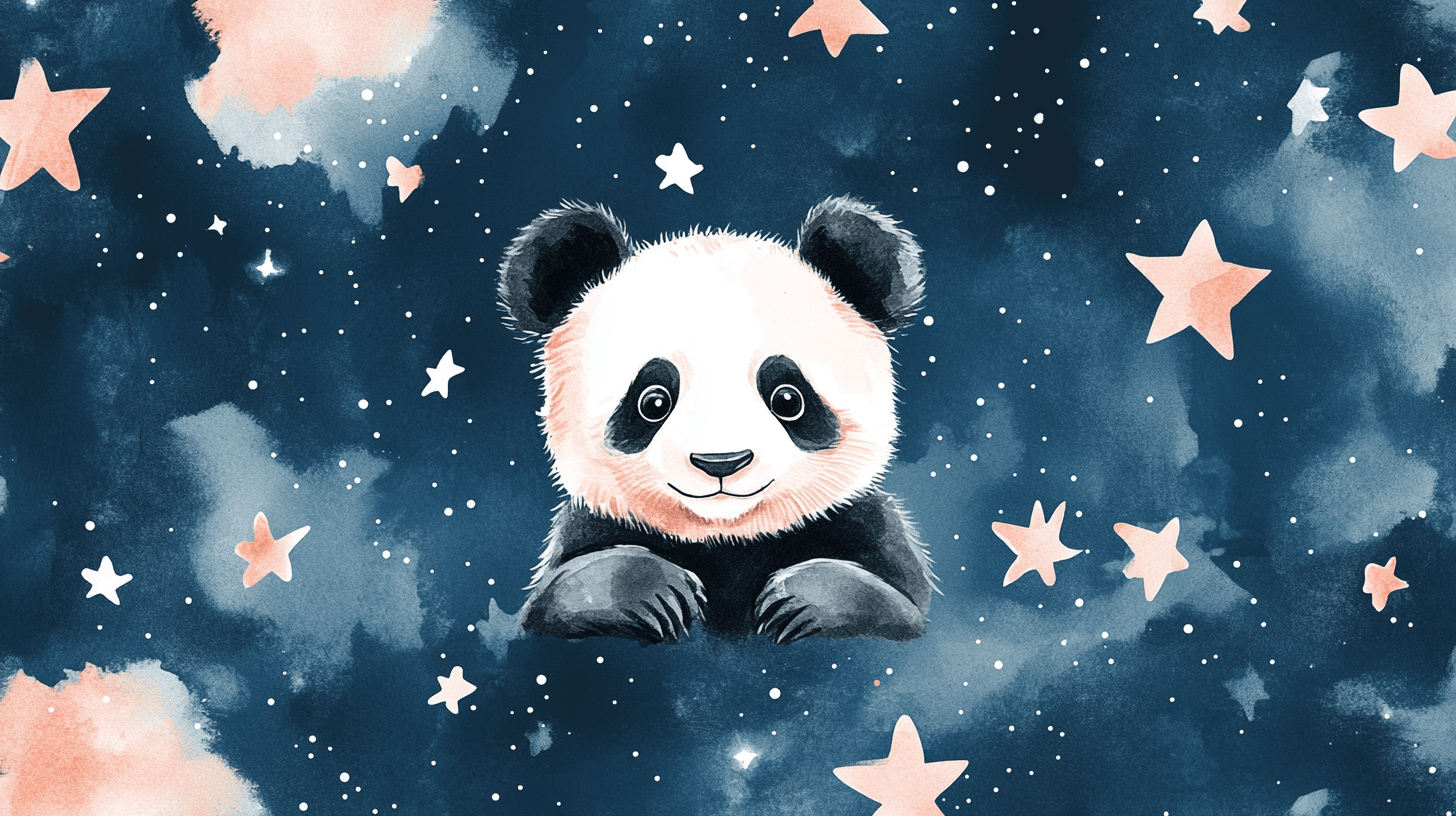 Papier Peint Panda Et Ciel Étoilé