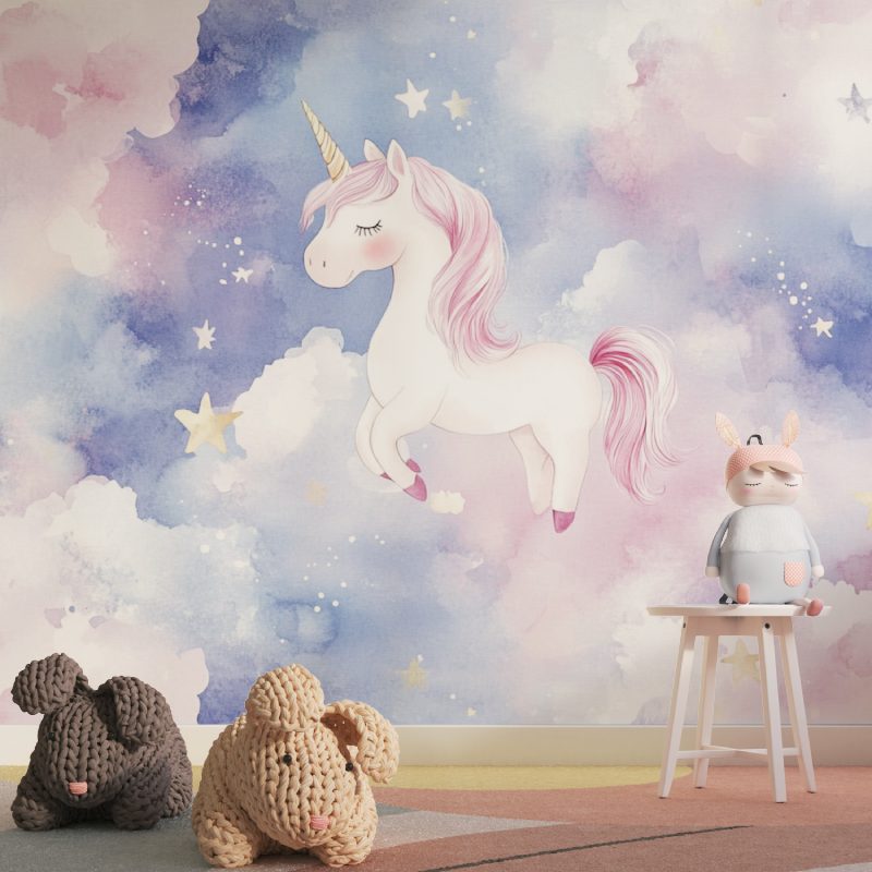 Papier peint licorne bebe rever...uage tapisserie pour fille