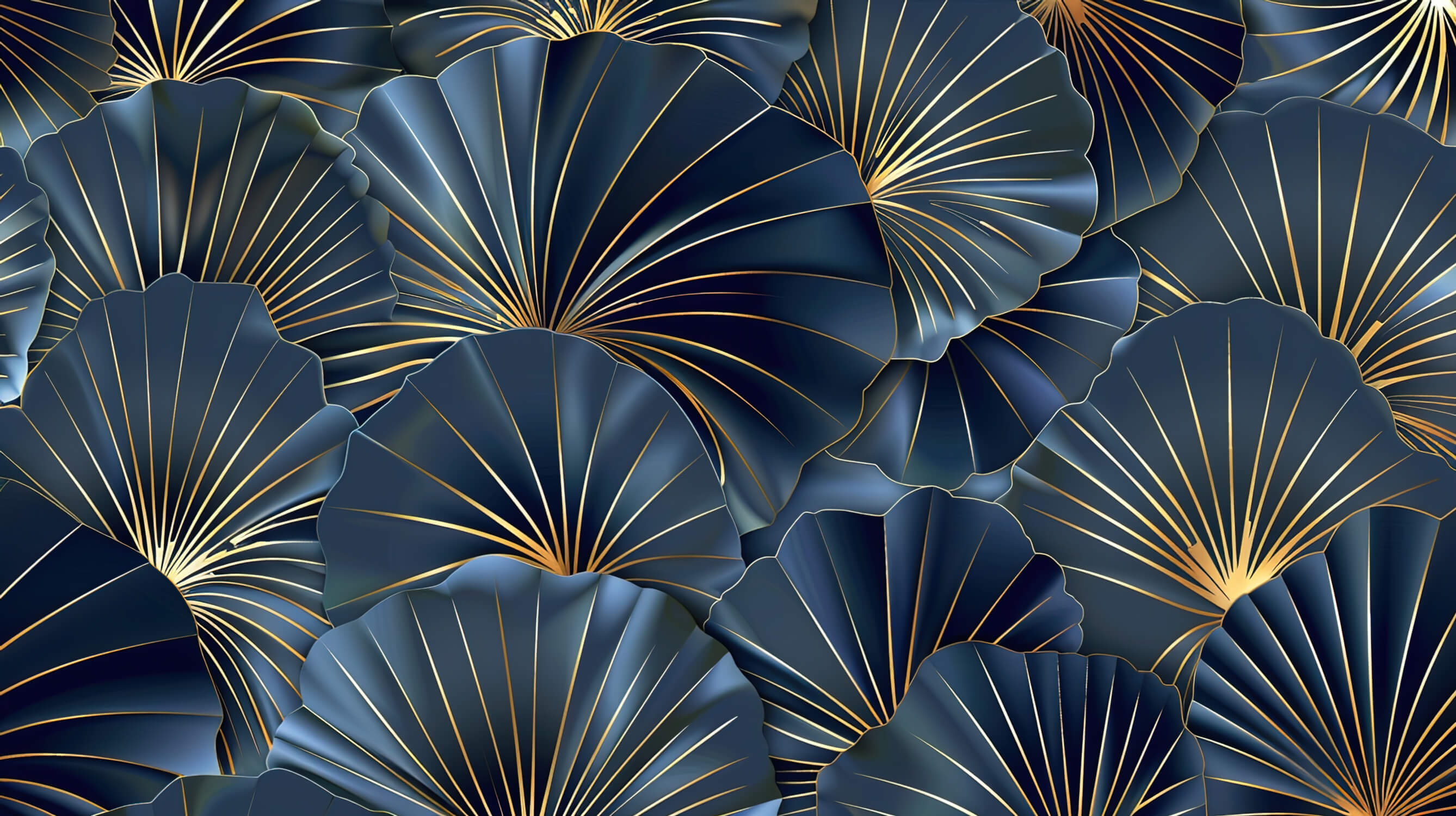 Papier Peint Art Déco Bleu Et Or Design