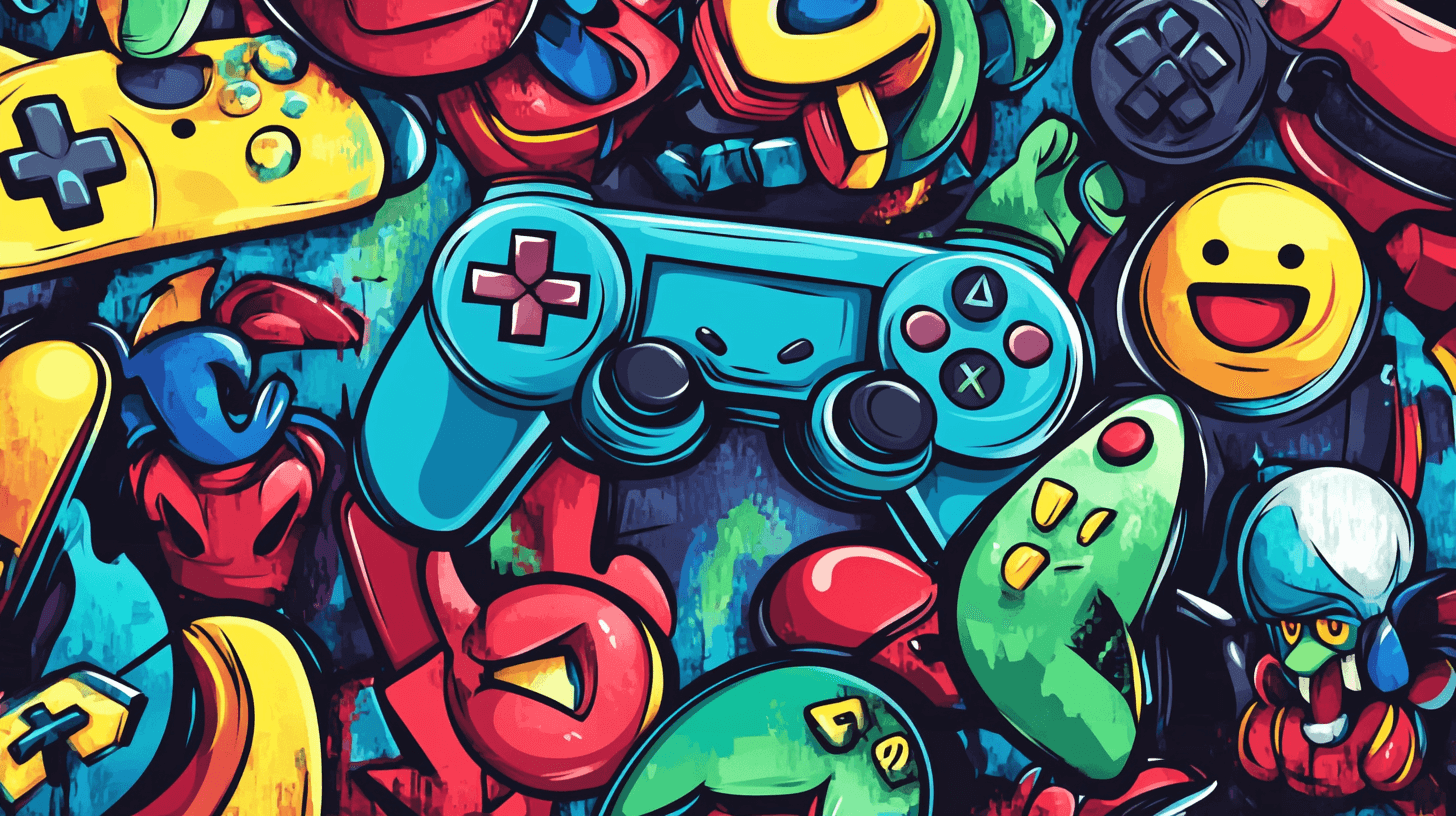 Papier Peint Garçon Classique Jeux Vidéo Graffiti