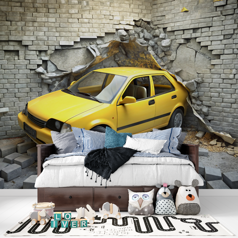 Papier peint xxl voiture jaune tapisserie pour ado